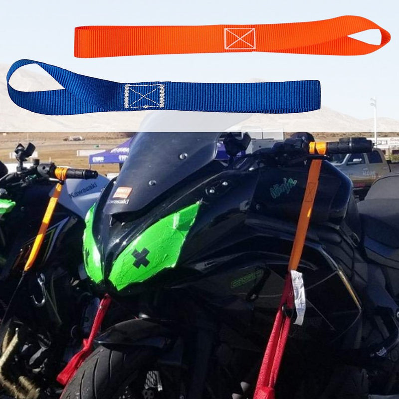  [AUSTRALIA] - FineGood 10 Pcs Soft Loop Tie Down Straps, 1,500lb Load Capacity 4,500lb Breaking Strength Belts for Secure and Confident Trailering of Motorcycle Dirt Bike ATV UTV - Black, Orange