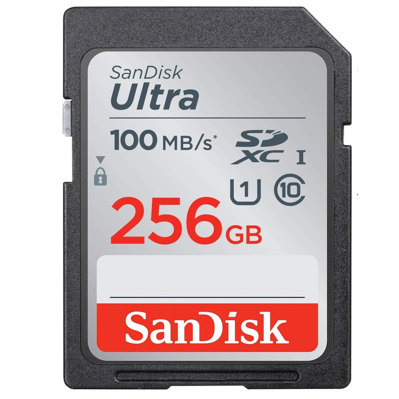  [AUSTRALIA] - SanDisk SD Ultra Memory Card Works with Canon EOS M200, M100, M50, M5, M6 Mirrorless Camera (SDSDUNR-GN6IN) Bundle with (1) Everything But Stromboli Micro Fiber Cloth (Class 10 256GB) Class 10 256GB
