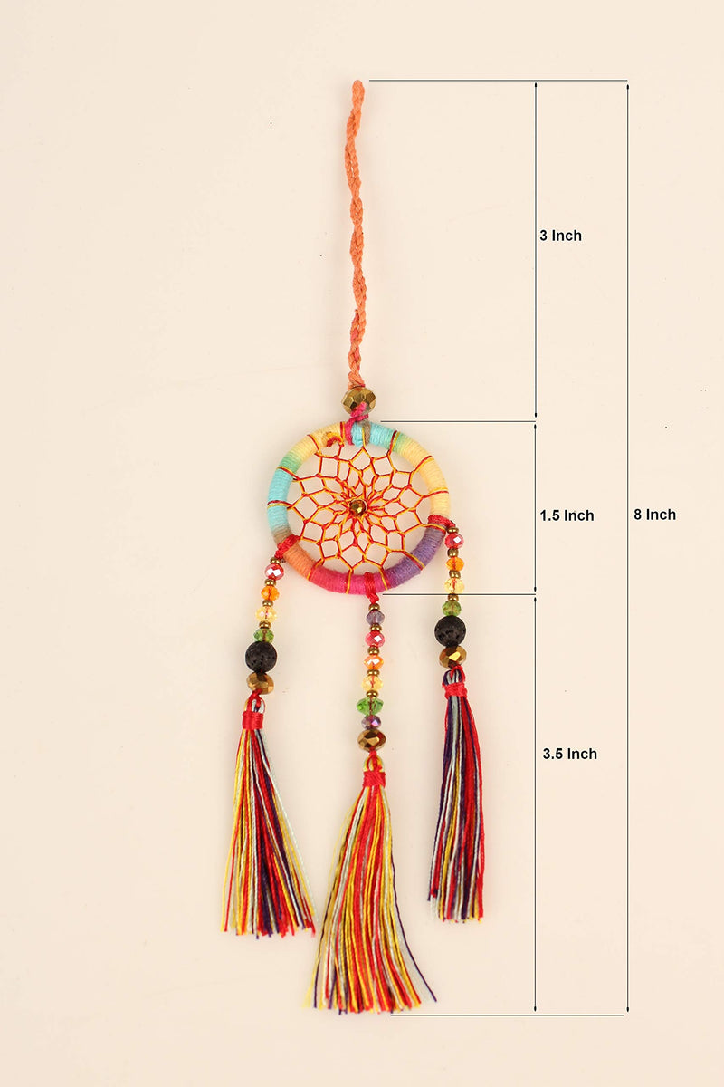  [AUSTRALIA] - Dream Catcher – Handmade Dream Catcher Accessory with Beads – Simple and Colorful Dream Catcher for Bag, Rear Mirror, Keychain – 6.7-inch Dream Catcher with Tassels – Fun and Stylish Accessory (Blue) Blue