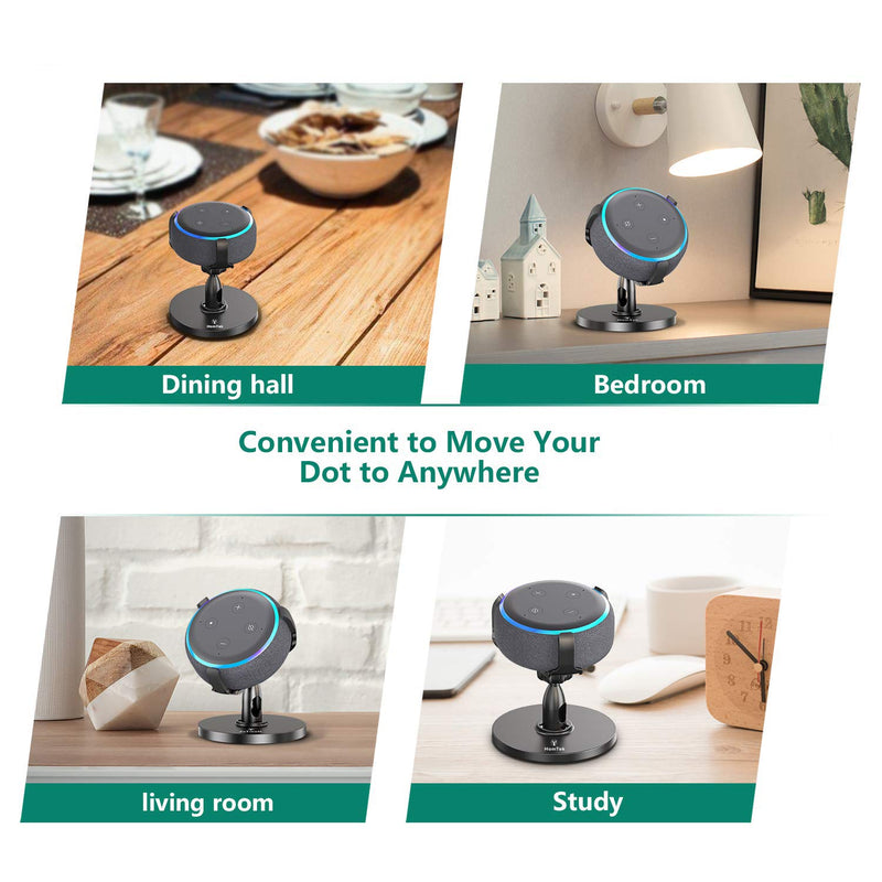  [AUSTRALIA] - WeTest 360 Degree Adjustable Echo Dot Stand, Anti-Slip Base Table Holder for Echo Dot 3rd Generation, Black