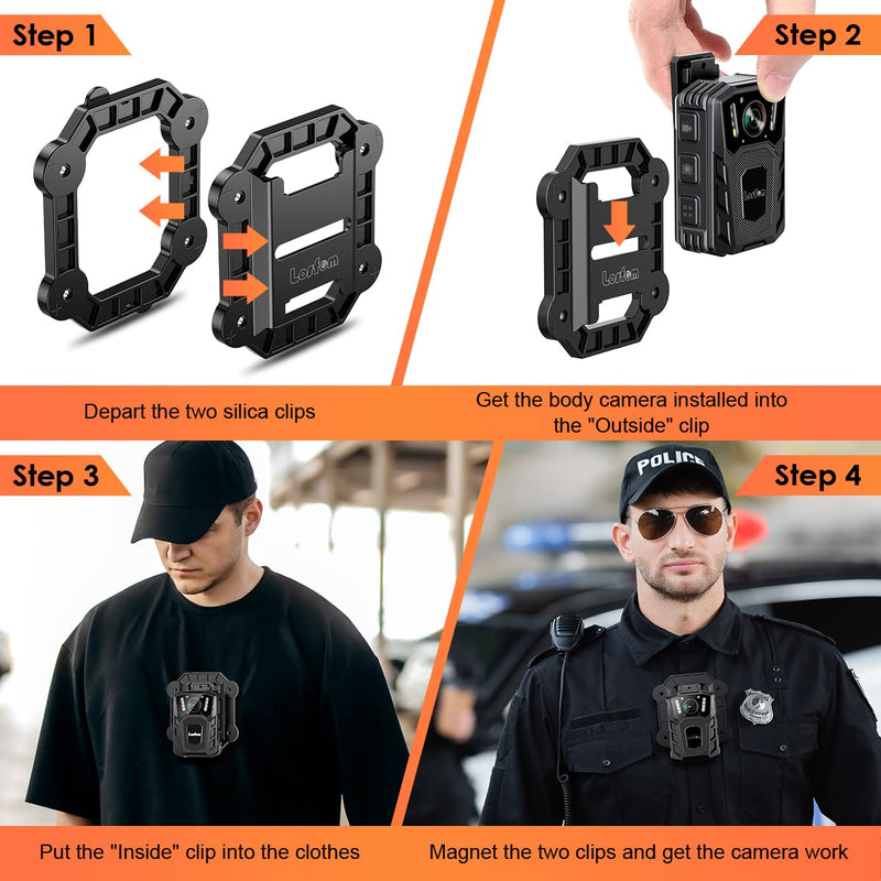  [AUSTRALIA] - Losfom Body Camera Magnet Bracket, Universal Strong Magnetic Suction Back Clip, Magnet Camera Back Holder with Built-in 8 Magnets, Durable Silica Plastic, Stick to Clothes for All Brand Body Camera B-Clip