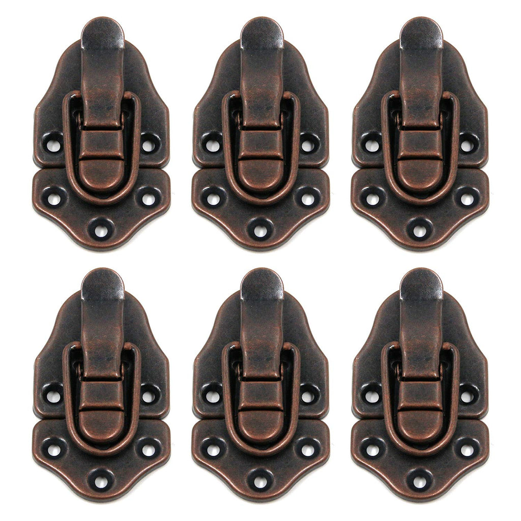  [AUSTRALIA] - Geesatis 6 pcs Toggle Latch Catch Decorative Hasp Box Trunk Latch Hasps for Jewelry Wooden Case Boxes, Metal Duckbilled Box Hasp Lock, with Mounting Screws, Red Bronze, 2.7" X 1.5"