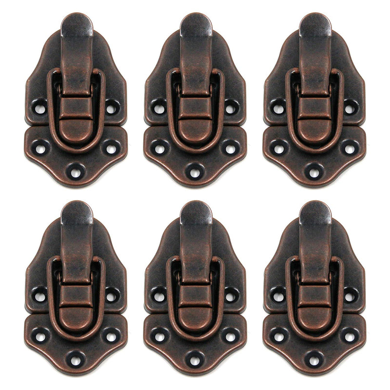  [AUSTRALIA] - Geesatis 6 pcs Toggle Latch Catch Decorative Hasp Box Trunk Latch Hasps for Jewelry Wooden Case Boxes, Metal Duckbilled Box Hasp Lock, with Mounting Screws, Red Bronze, 2.7" X 1.5"