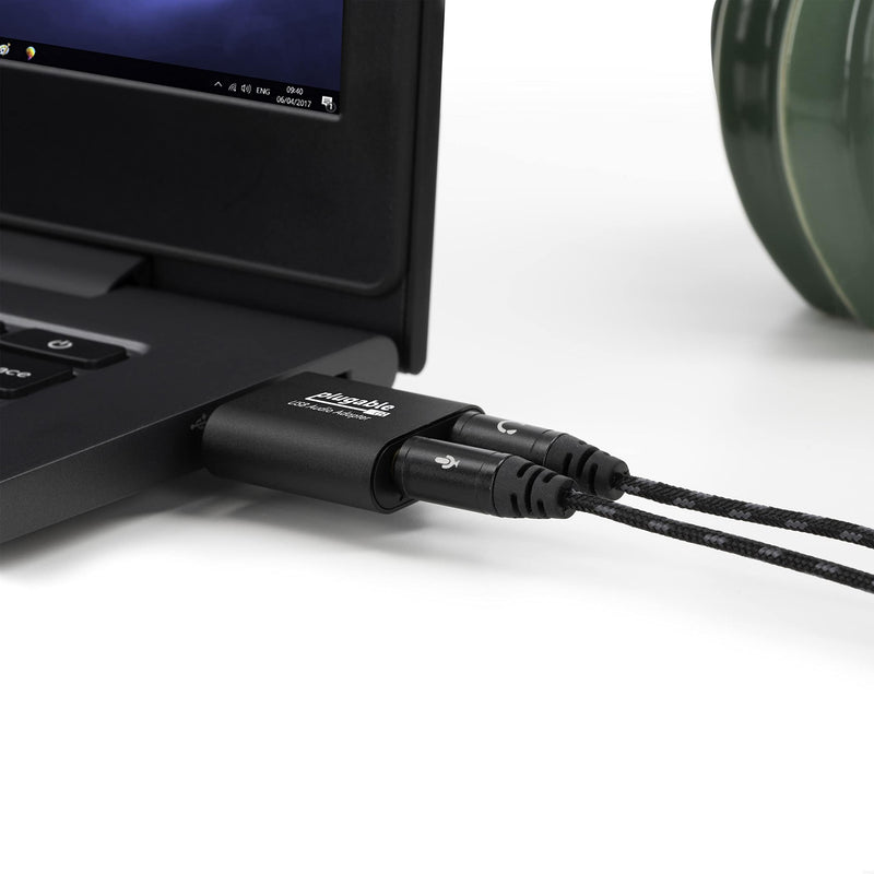  [AUSTRALIA] - Plugable USB Audio Adapter with 3.5mm Speaker-Headphone and Microphone Jack, Add an External Stereo Sound Card to Any PC, Compatible with Windows, Mac, and Linux