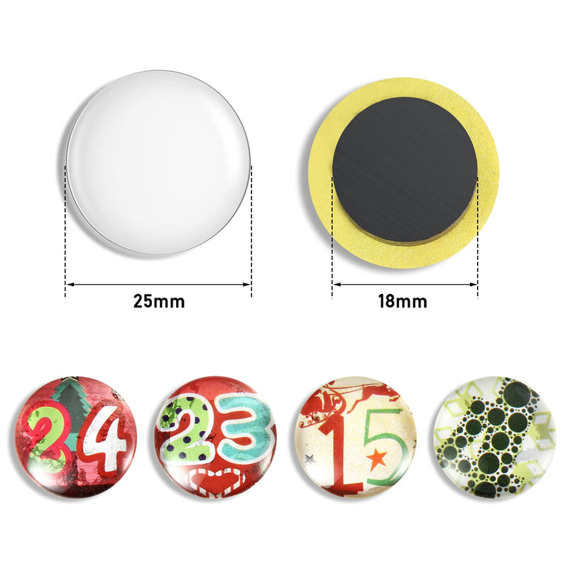 [AUSTRALIA] - 60 Pieces Craft Fridge Magnets DIY Refrigerator Magnets Round Glass Magnets and 25 mm Cabochons for Craft DIY Fridge Office Locker Whiteboard Making