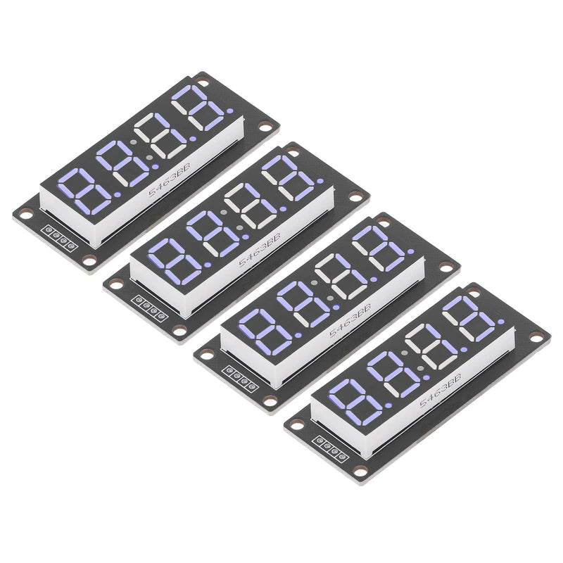  [AUSTRALIA] - 4 Set 4 Digit Digital Tube with Pin Header LED Display Board 7 Segments Clock Module TM1637 0.56in Clock Double Dots Module (Blue MRA041C)