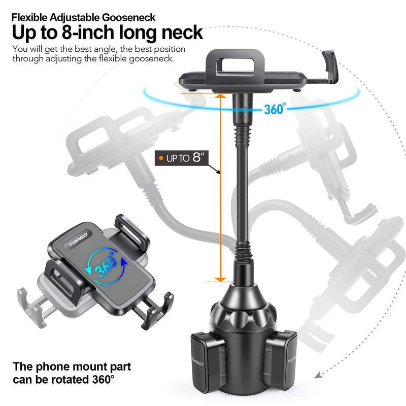  [AUSTRALIA] - [Upgraded] Car Cup Holder Phone Mount Adjustable Gooseneck Automobile Cup-Holder-Phone-Car-Mount for iPhone 12 Pro Max/XR/XS/X/11/8 Plus/6s/Samsung S20 Ultra/Note 10/S8 Plus/S7 Edge(Black) Black