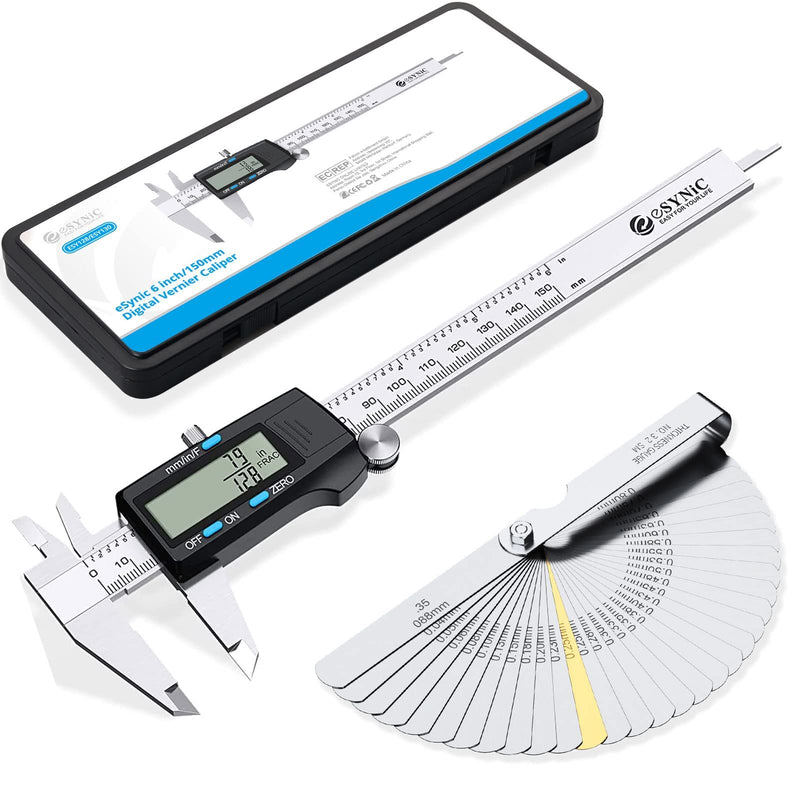  [AUSTRALIA] - eSynic Digital Caliper 150mm/6 Inch Stainless Steel Caliper Electronic Caliper Inch/Metric/Fraction Conversion for Distances Diameter, Depth, Inner Diameter, Outer Diameter, Black... Model A-Black