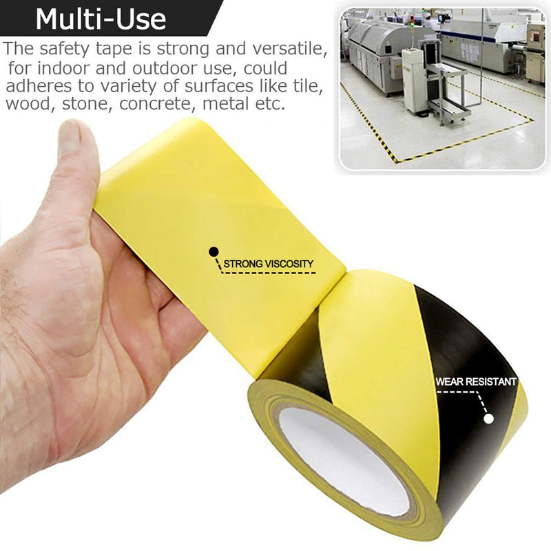  [AUSTRALIA] - AurGun Black & Yellow Hazard Safety Warning Stripe Tape, 2inch x 108Ft High Visibility Barricade Adhesive Tape for Floor, Walls, Pipes and Equipment Marking 2" x 36Yards Yellow & Black Safety Tape