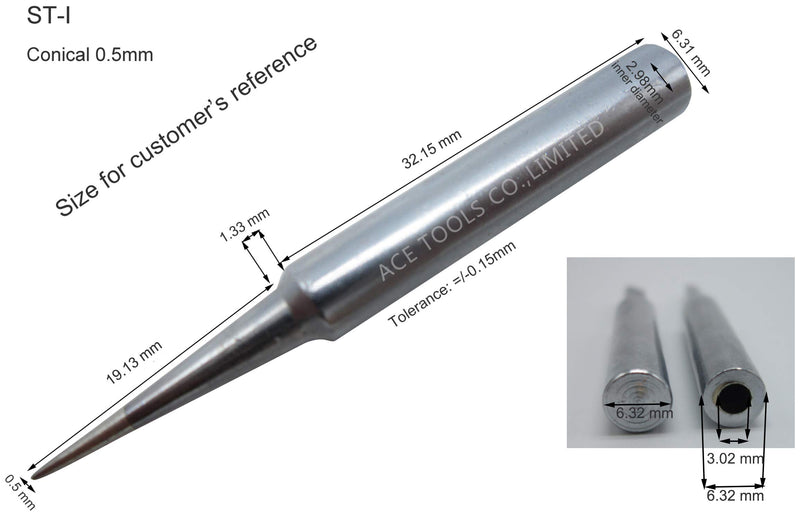  [AUSTRALIA] - 10 PCS WELLER WLC100 ST Soldering Tips Replace on WELLER SP40L SP40N WP25 WP30 WP35, WLC100 (China Made Brand “ACE")