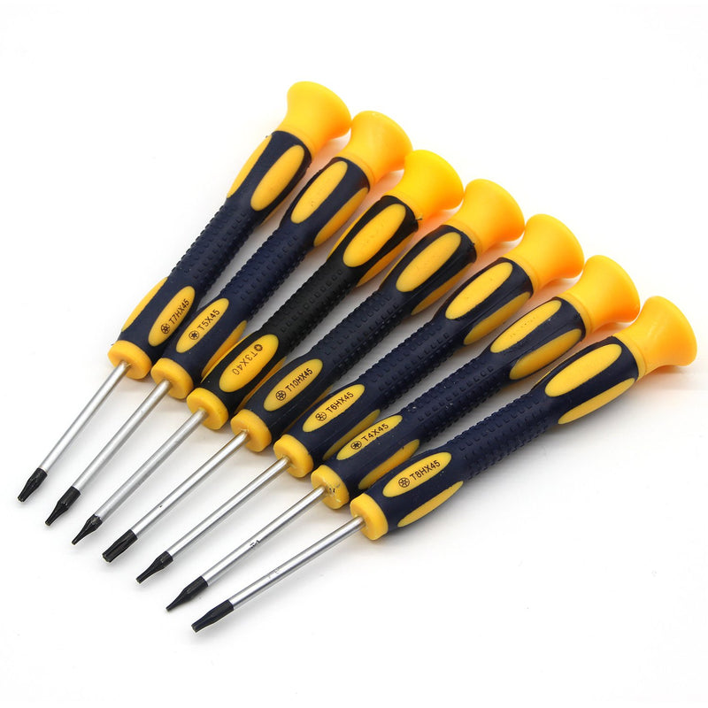  [AUSTRALIA] - Kingsdun 12 in 1 Torx Screwdriver Sets with T3 T4 T5 T6 T7 T8 T10 Star Screwdrivers, Stainless Steel Tweezers & Philip Slotted Magnetic Screwdrivers for Phone/Mac/Computer Repairing 12in1 yellow