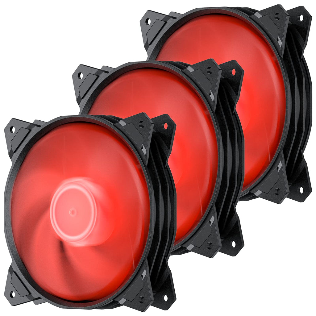 [AUSTRALIA] - upHere Long Life 120mm 3-Pin High Airflow Quiet Edition Red LED Case Fan for PC Cases, CPU Coolers, and Radiators 3-Pack,PF120RD3-3