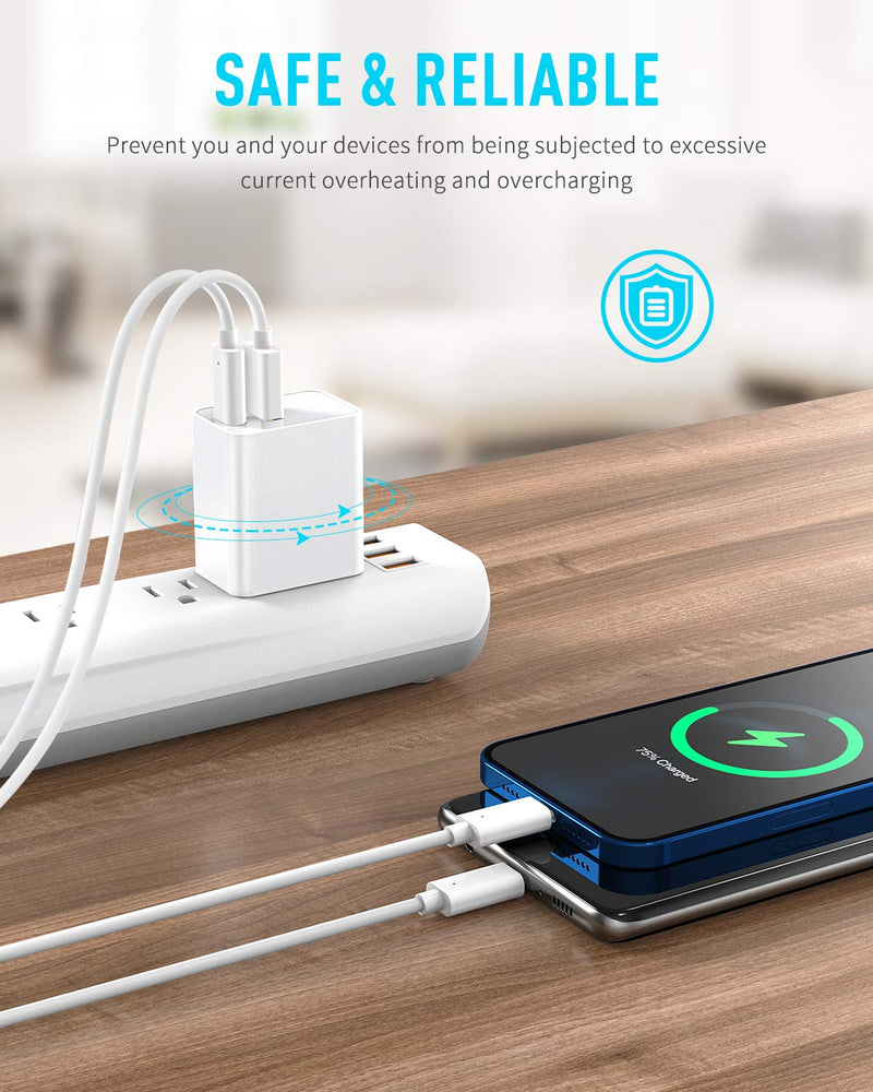 iPhone Fast Charger, 20W USB C Fast Charger, Fotbor Dual Port PD Power Delivery + Quick Charge 3.0 Wall Charger Block Plug for iPhone 12/12 Mini/12 Pro/12 Pro Max, 11 XS XR 8, iPad Pro, AirPods Pro white - LeoForward Australia