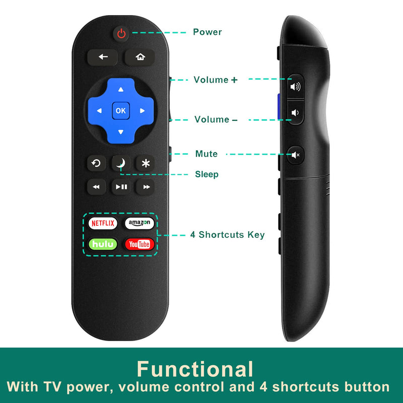  [AUSTRALIA] - Replacement Remote for Roku TV Remote, Universal for Hisense/Onn/TCL/Element/Haier/Sharp/Hitachi/LG/Sanyo/JVC/Magnavox/RCA/Philips/Westinghouse Roku Built-in Smart TV with Battery