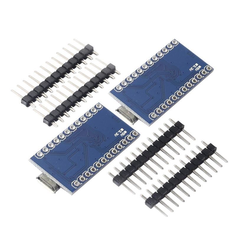  [AUSTRALIA] - DEVMO 2 Pcs Pro Micro ATmega32U4 5V 16MHz Micro-USB Development Module Board with 2 Row pin Header Compatible ard-uino Leonardo Replace ATmega328 Pro Mini