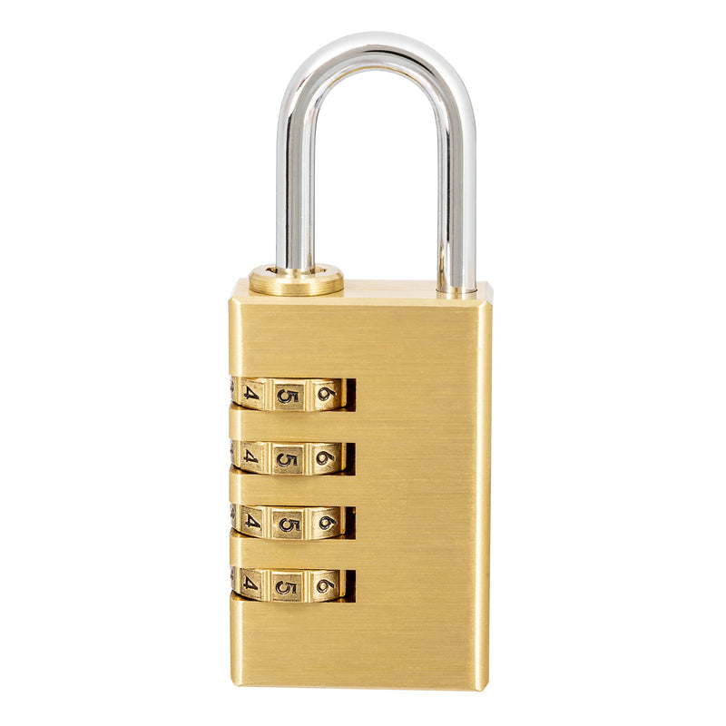  [AUSTRALIA] - BRINKS - 30mm Solid Brass 4-Dial Resettable Padlock - Chrome Plated With Hardened Steel Shackle