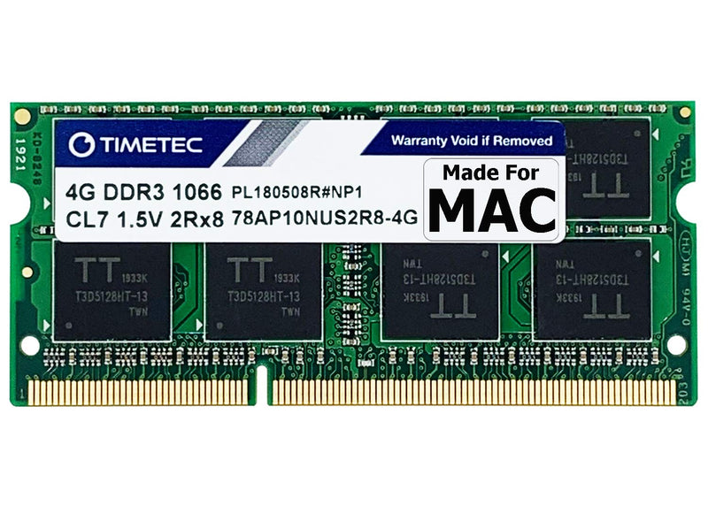  [AUSTRALIA] - Timetec 4GB Compatible for Apple DDR3 1067MHz / 1066MHz PC3-8500 CL7 Dual Rank for Mac Book, Mac Book Pro, iMac, Mac Mini (Late 2008, Early/Mid/Late 2009, Mid 2010) SODIMM Memory MAC RAM Upgrade