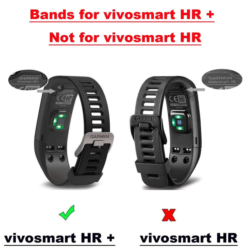 ECSEM Replacement Soft Silicone Bands and Straps Compatible with Garmin vivosmart HR+ ONLY (not for vivosmart hr) with Tool and Screw Black - LeoForward Australia