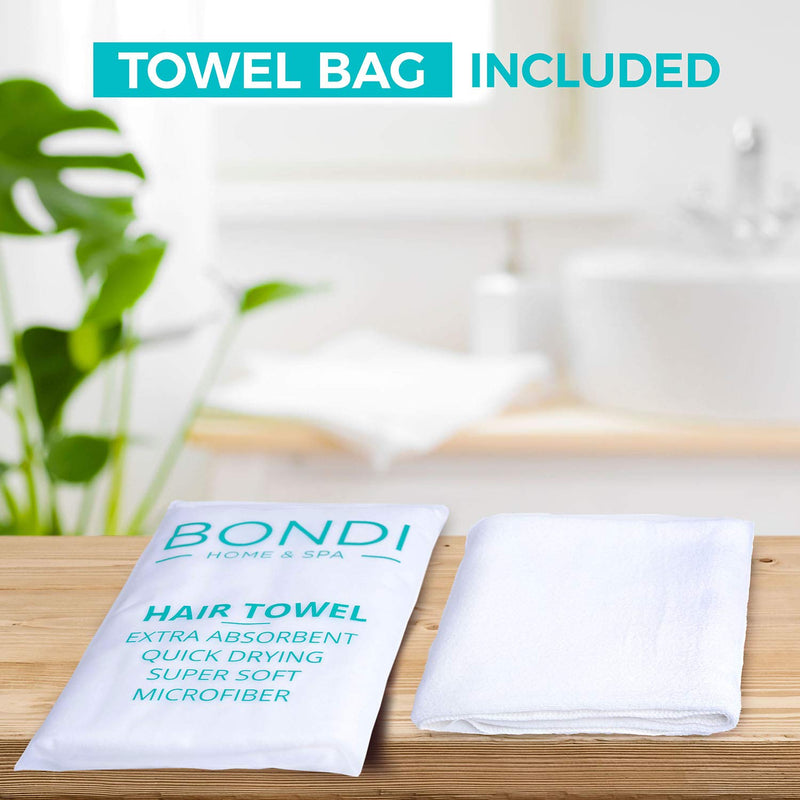  [AUSTRALIA] - Bondi Home & Spa Microfiber Hair Towel for Women – Super Absorbent, Fast Drying, Large & Soft, 42 x 22 Inches, for Long or Curly Hair