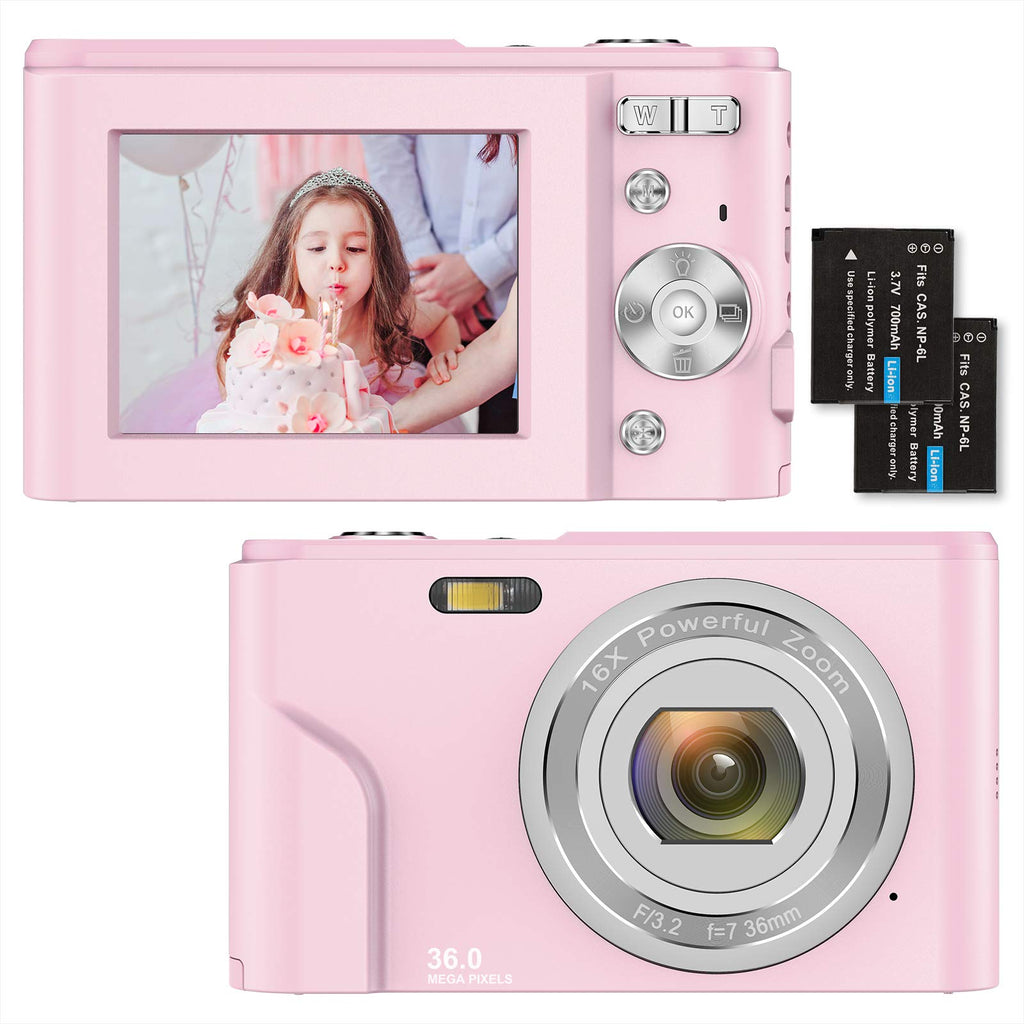  [AUSTRALIA] - Digital Camera,1080P HD 36MP Compact Mini Video Camera 2.4 Inch Rechargeable YouTube Vlogging Camera with 16X Digital Zoom Pocket Camera for Beginners/Seniors/Adult/Teenagers/Kids/Students