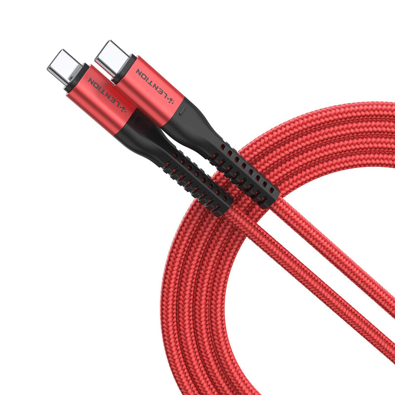  [AUSTRALIA] - LENTION USB C to USB C Cable 6.6ft 100W, Type C 20V/5A Fast Charging Braided Cord Compatible New MacBook Pro/Air, iPad Pro/Air/Mini, Surface, Samsung Galaxy S21/S20/S10/S9/Note, Switch, and More(Red) Red