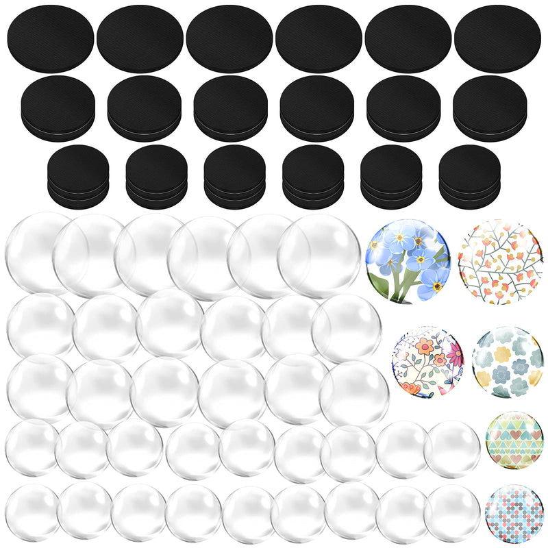  [AUSTRALIA] - 72 Pieces Craft Magnets Glass Ceramic Ferrite Magnet with Adhesive Backing and Transparent Clear Glass Cabochons for DIY Craft Fridge Refrigerator Magnets Pendants(Round,0.8 Inch, 1 Inch, 1.2 Inch)