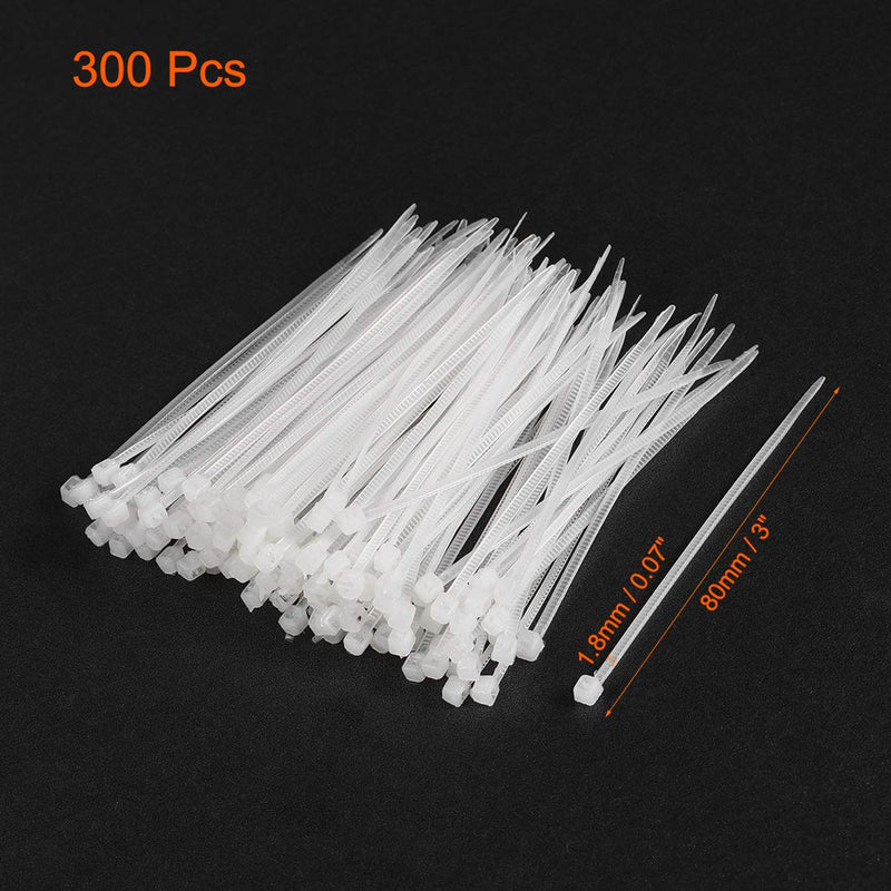  [AUSTRALIA] - uxcell Cable Zip Ties 80mmx1.8mm Self-Locking Nylon Tie Wraps White 300pcs