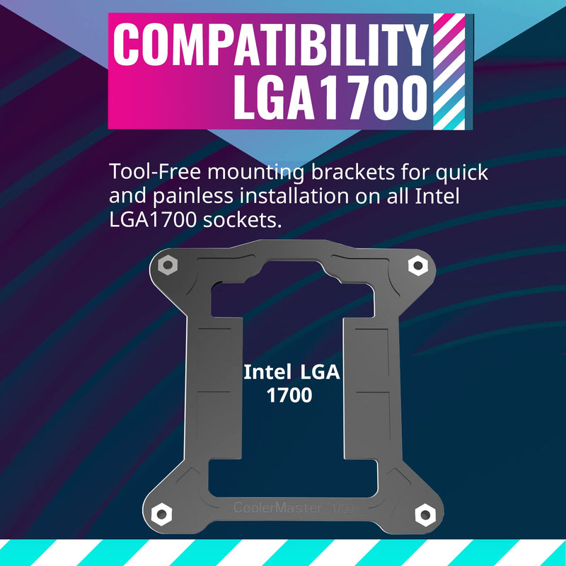  [AUSTRALIA] - Cooler Master i70C LGA1700 ARGB Intel Low-Profile CPU Air Cooler, Anodized Black Aluminum Fins, Copper Insert Base, 95W TDP CPU Support, 120mm ARGB 3-Pin Fan for Intel LGA1700