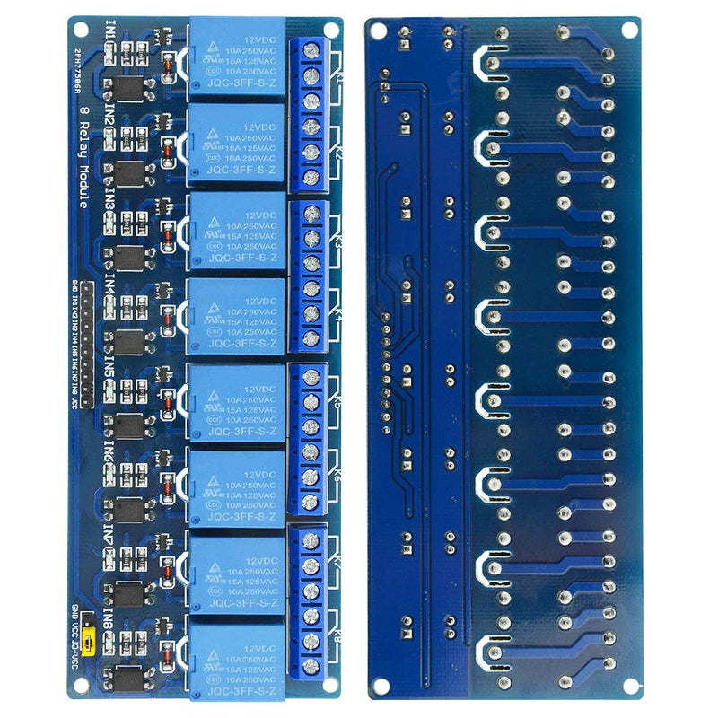  [AUSTRALIA] - BGTXINGI 2Pcs 8 Channel Relay Module With Easy Coupling 12V Relay Expansion Plate Load Controlled Relay Switch Module Supports AVR/51/PIC Relay Control Module