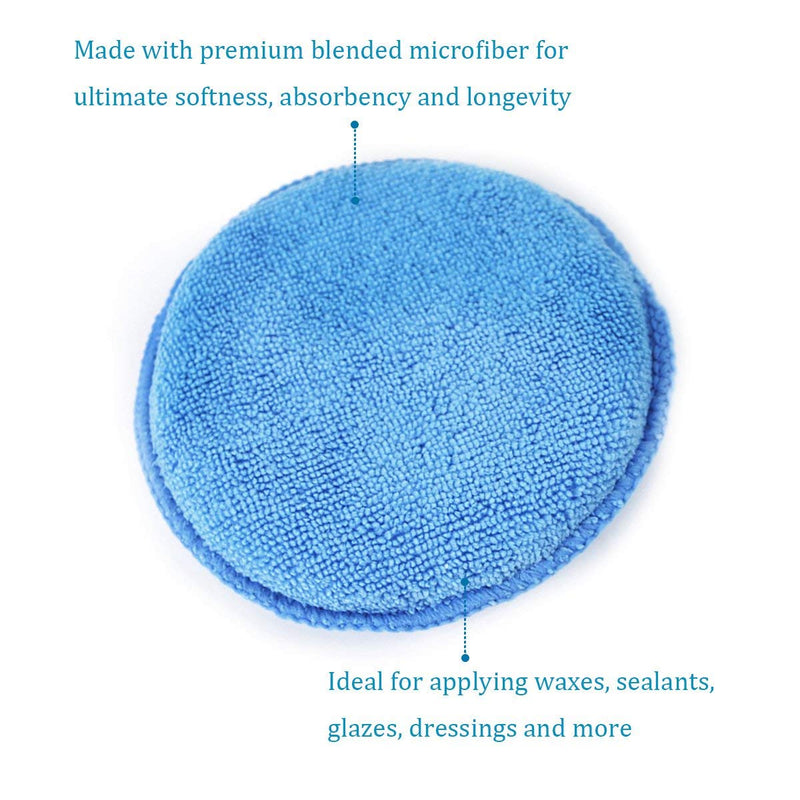  [AUSTRALIA] - AIVS Car Care Microfiber Wax Applicator Pads with Finger Pocket for Any Cars, Truck, Boat, Motorcycle and RV. Wax Applicator Foam Sponge (Blue, 5" Diameter, Pack of 10)