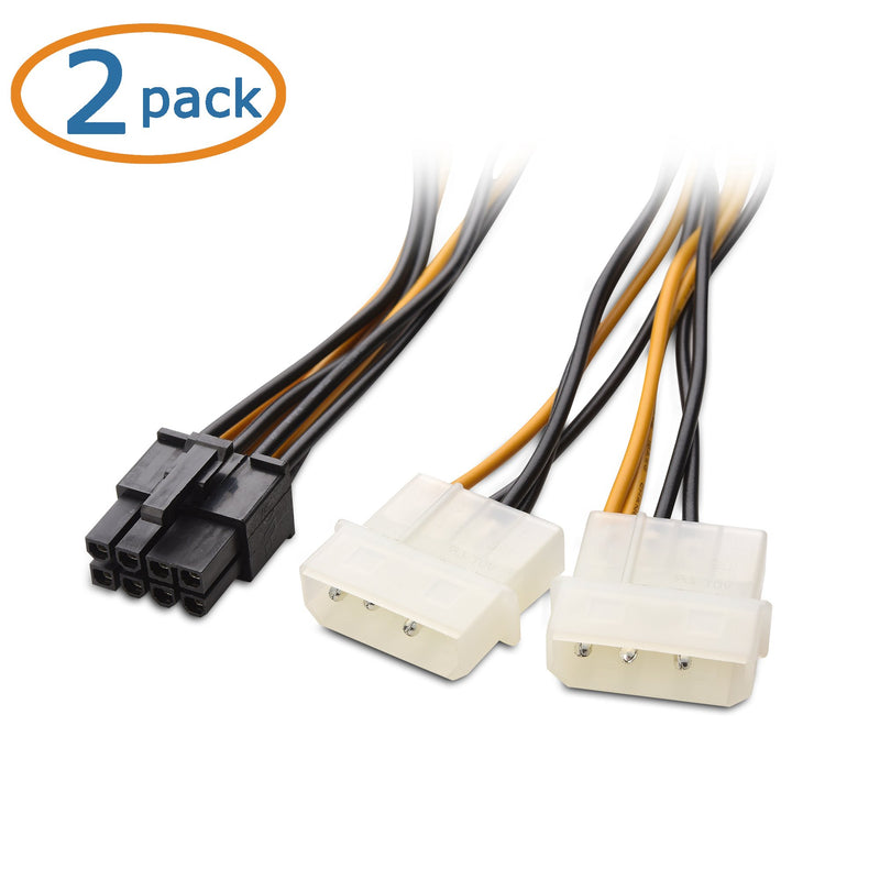 Cable Matters 2-Pack 8-Pin PCIe to Molex (2X) Power Cable 4 Inches - LeoForward Australia