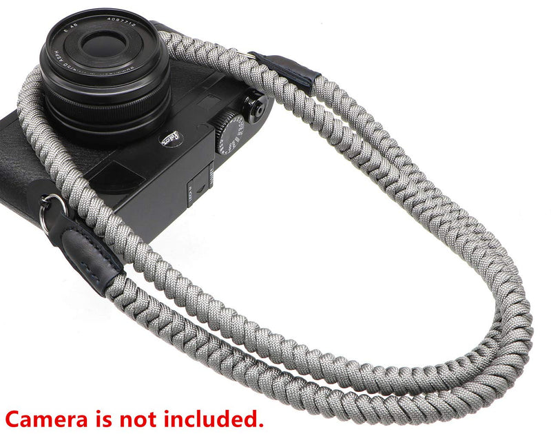  [AUSTRALIA] - HITHUT Paracord Woven Camera Neck Shoulder Strap Belt Hand Made For Canon Nikon Sony Olympus Pentax Fujifilm Panasonic SLR DSLR Digital Mirrorless Cameras 42 inch Gray 105cm/42inch
