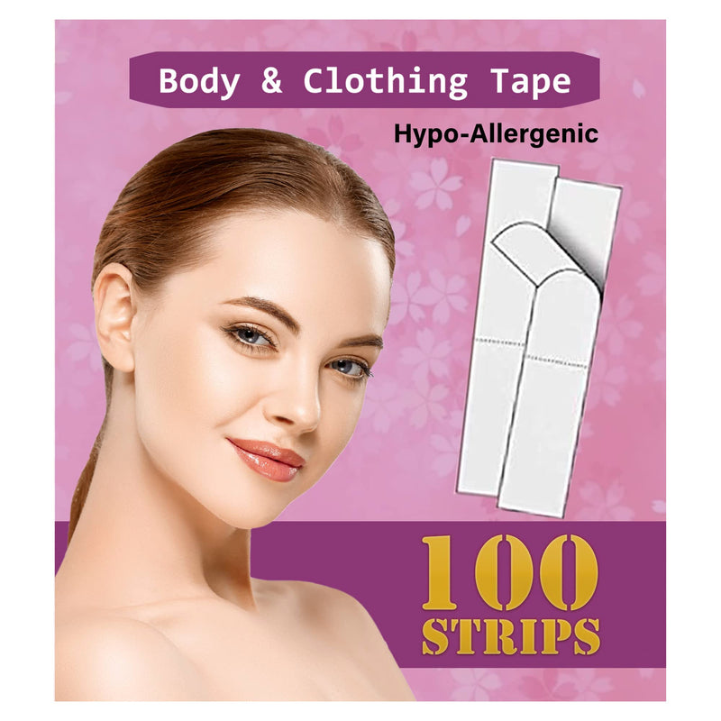  [AUSTRALIA] - Fashion Beauty Tape for Women, (100 Pack) Double Sided Tape for Clothes, All Day Strength Tape Adhesive, Invisible and Transparent Tape for All Skin Shades, Clothing Tape Fabric Tape and Body Tape