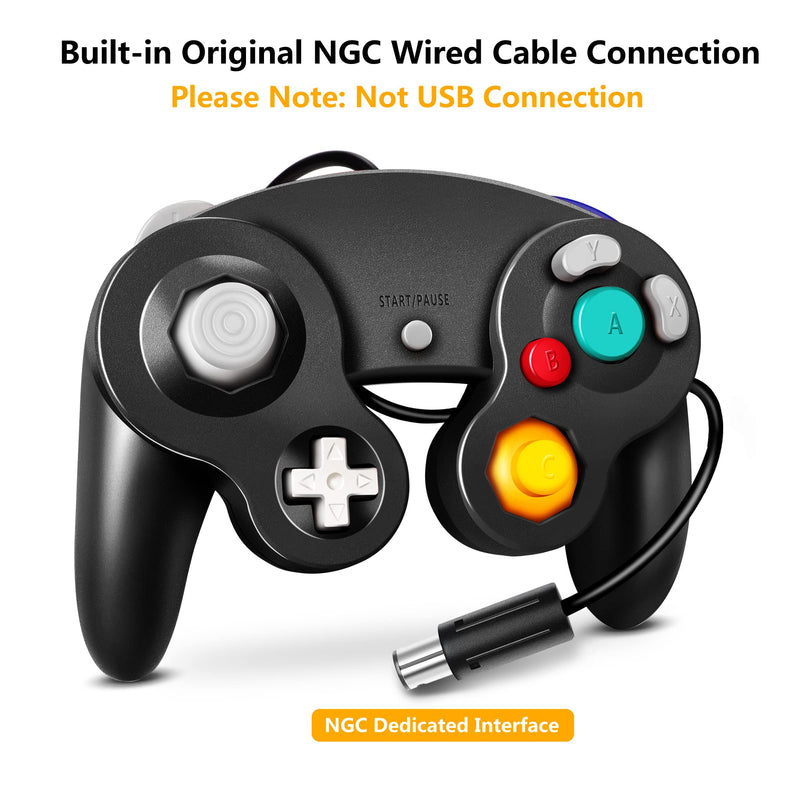  [AUSTRALIA] - Gamecube Controller, Classic Wired Controller for Wii Nintendo Gamecube (Black-2Pack) Black-2Pack