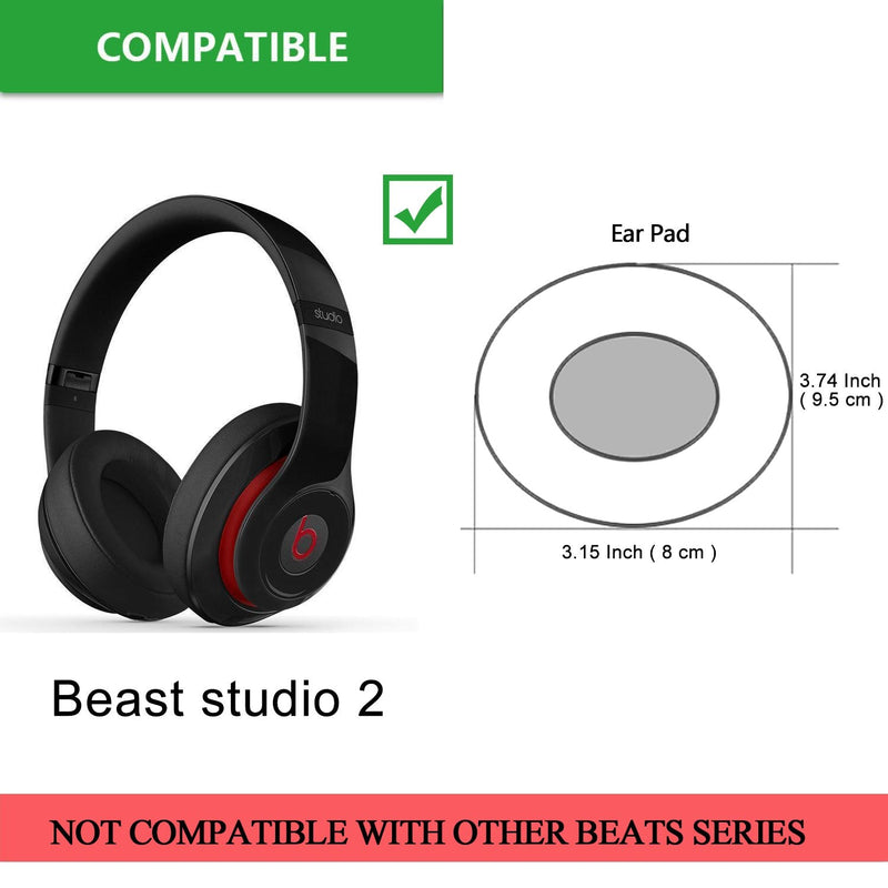  [AUSTRALIA] - Studio 2/3 Replacement Earpads, JARMOR Memory Foam Ear Cushion Pads Cover for Beats Studio 2.0 Wired/Wireless B0500 / B0501 & Studio 3.0 Over Ear Headphones by Dr. Dre ONLY (Black) Black