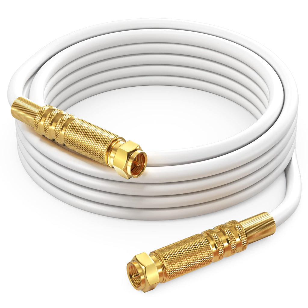  [AUSTRALIA] - RG6 COAXIAL Cable - Quad Shielded, [10ft / White] Non-Oxygen Copper Cable Wire for TV, Internet & More - Flexible Coax Cable Cord 10 Feet 1 Pack