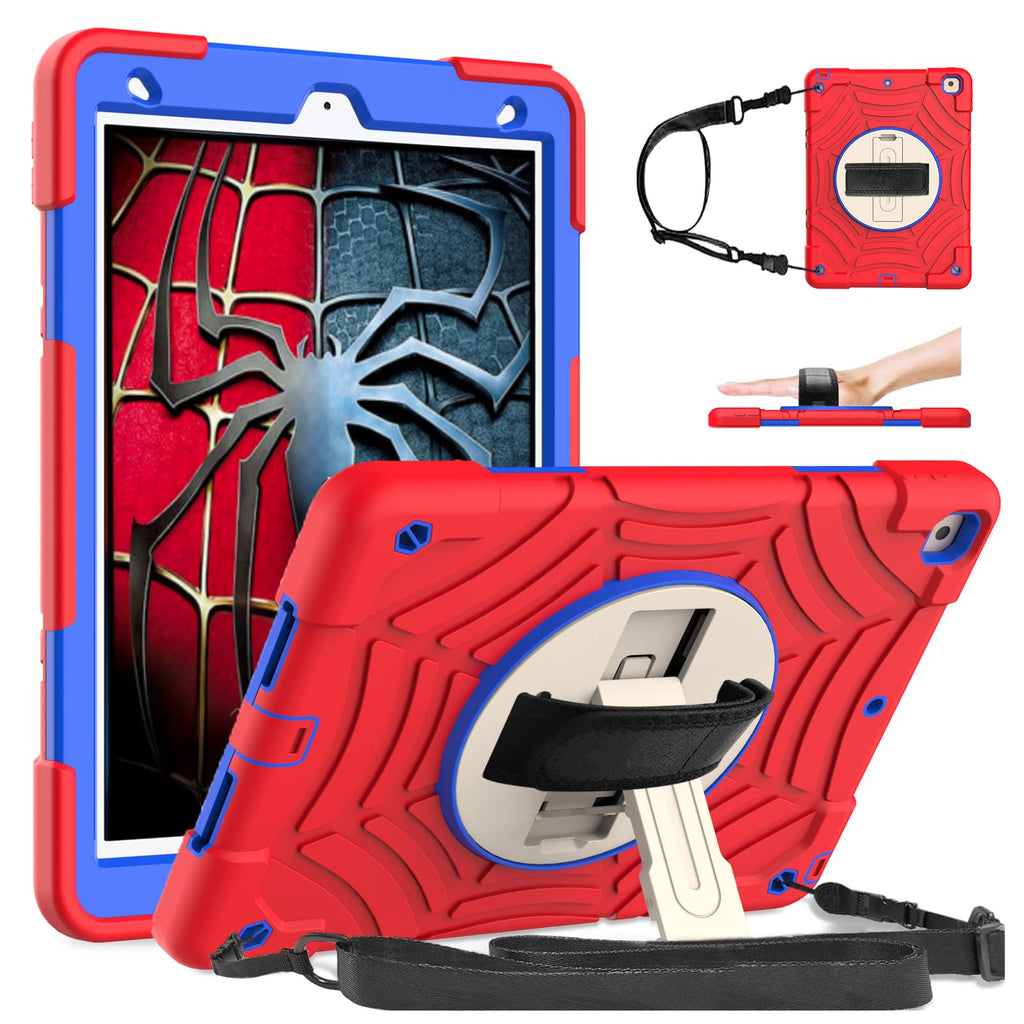  [AUSTRALIA] - LTROP iPad 9th/8th/7th Generation Case, iPad 10.2 Case 2021/2020/2019, [Built-in Screen Protector] [Shoulder Strap] [Swivel Kickstand] Hybrid Protective Kids Case for iPad 9/8/7 Gen 10.2 Inch, Red