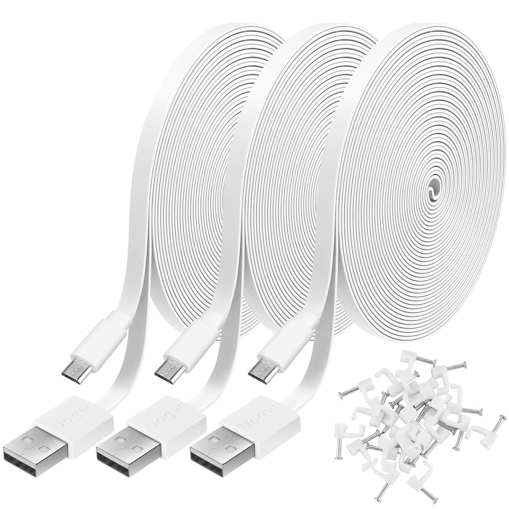  [AUSTRALIA] - 3 Pack 16.4FT Power Extension Cable for WyzeCam,WyzeCam Pan,KasaCam Indoor,NestCam Indoor, Blink, USB to Micro USB Durable Charging and Data Sync Cord for Security Camera(White) White