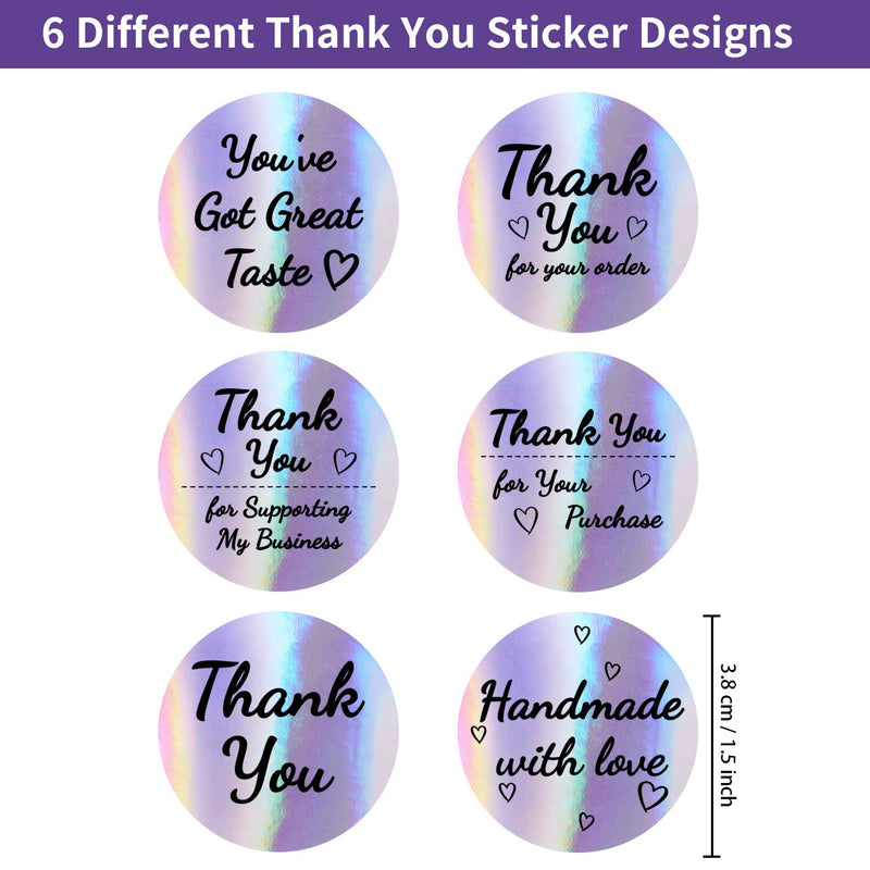 Thank You Roll Stickers Business Thank You Labels Stickers Round Shape Adhesive Holographic Stickers Rainbow Holo Stickers for Business Boutiques Shop Wrapping Supplies (1000 Pieces) 1000 - LeoForward Australia