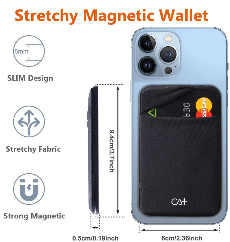  [AUSTRALIA] - Magsafe Wallet for Apple iPhone with Card Holder, Magnetic Card Holder for Back of Phone Wallet Credit Card Case Compatible with Galaxy & iPhone (Black w/Metal) Black w/Metal