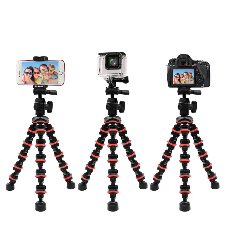 [AUSTRALIA] - Phone Tripod, Linkcool Octopus Tripod with Wireless Remote Phone Holder Mount Use as iPhone Tripod, Cell Phone Tripod, Camera Tripod, Travel Tripod,Tabletop Tripod for iPhone Gopro Red