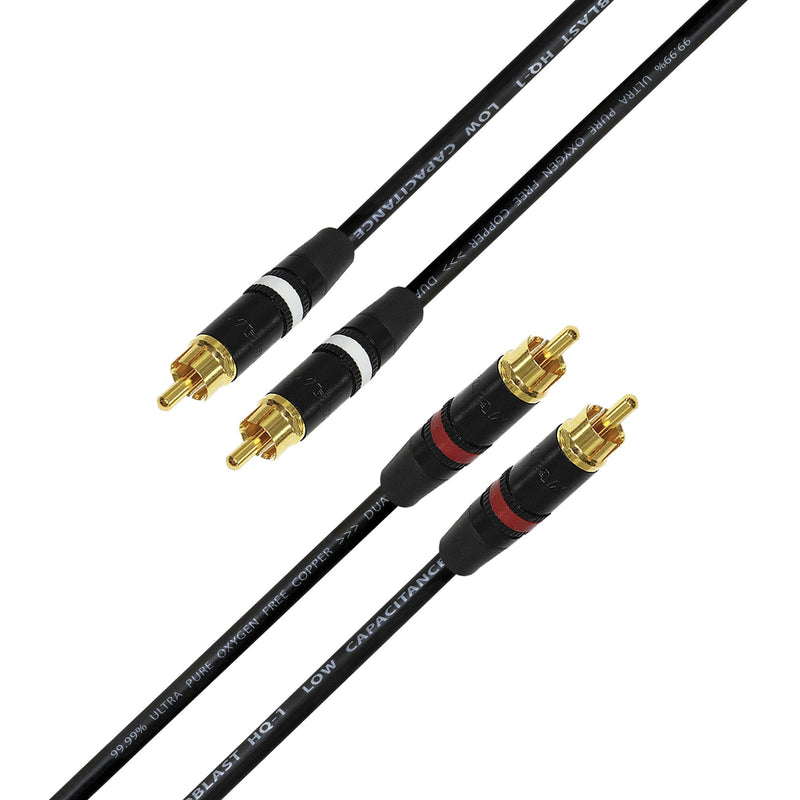  [AUSTRALIA] - 6 Foot RCA Cable Pair - Audioblast HQ-1 Braid (Black) Flexible - Dual Shielded (100%) High-Definition Audio Interconnect Cable and Neutrik-Rean NYS Gold RCA Connectors (2 Cables, Each 6 Foot Long)