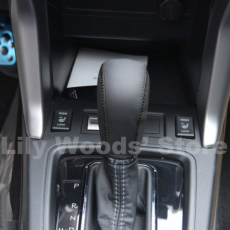  [AUSTRALIA] - JI Loncky Black Genuine Leather Gear Shift Knob Cover for 2014-2017 Subaru Forester /2012-2016 Subaru Impreza /2013-2015 Subaru XV Crosstrek/2016 2017 Subaru Crosstrek Automatic Accessories Black Leather,Black Thread