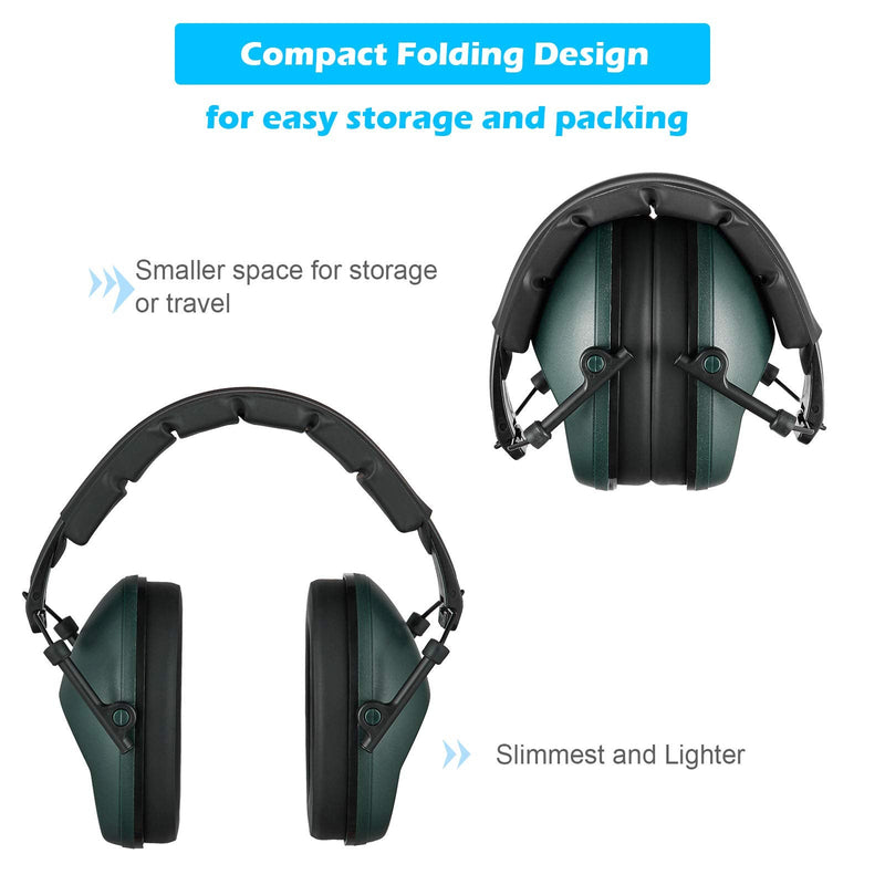  [AUSTRALIA] - Huarui Noise Cancelling Ear Muff for Shooting Hunting, Adjustable Ear Protection Dark Green