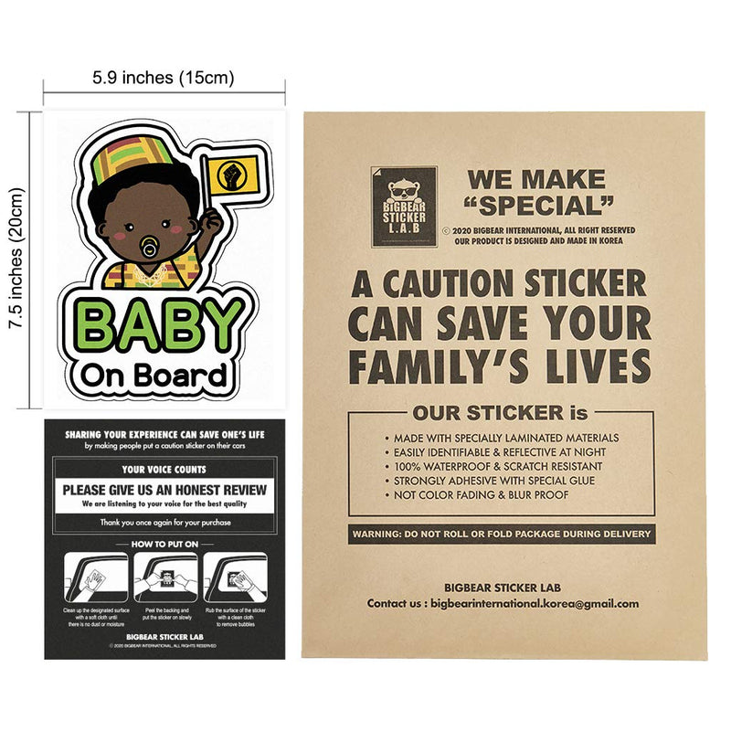 [AUSTRALIA] - GEEKBEAR Baby on Board Sticker and Decal (Afro-American Boy, 1 Pack) - Baby Bumper Car Sticker - Baby Window Car Sticker - Baby in Car Sticker - Cute Safety Caution Decal Sign for Cars Afro-american Boy