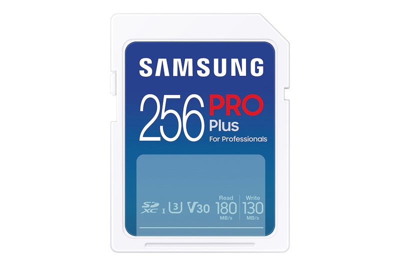  [AUSTRALIA] - SAMSUNG PRO Plus Full Size 256GB SDXC Memory Card, Up to 180 MB/s, Full HD & 4K UHD, UHS-I, C10, U3, V30 for DSLR, Mirrorless Cameras, PCs, MB-SD256S/AM, 2023 New Full Size SD PRO Plus Read/Write 180/130MB/s