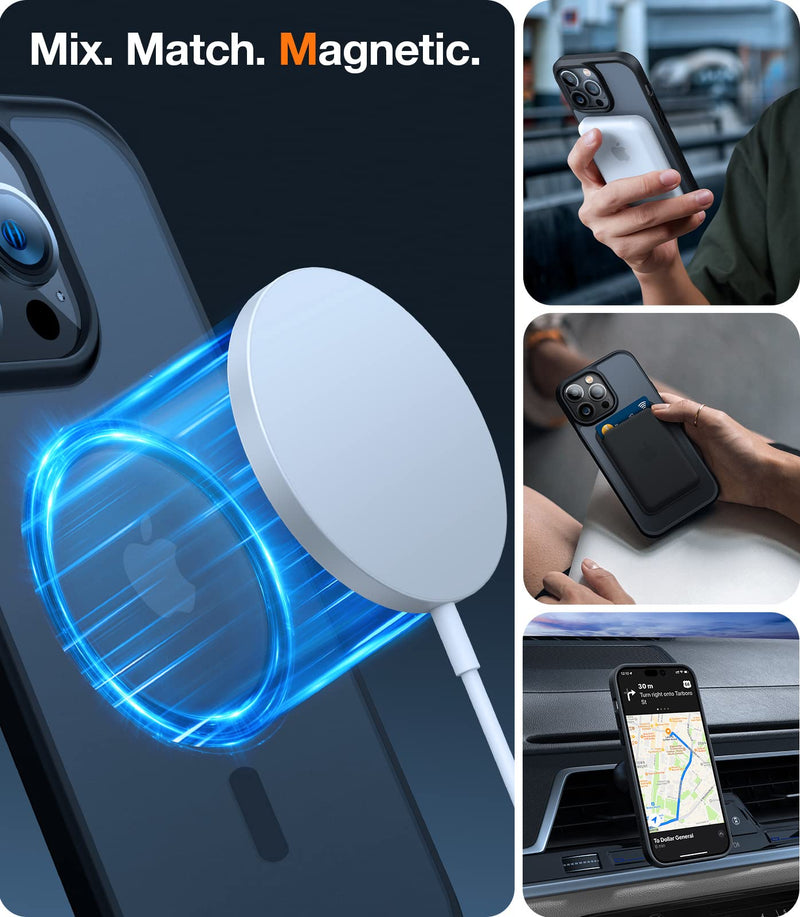  [AUSTRALIA] - TORRAS Magnetic Designed for iPhone 13 Pro Max Case, [Military Grade Drop Tested] [Compatible with MagSafe] Shockproof Translucent Hard Back Soft Slim Protective Case for iPhone 13 Pro Max, Black
