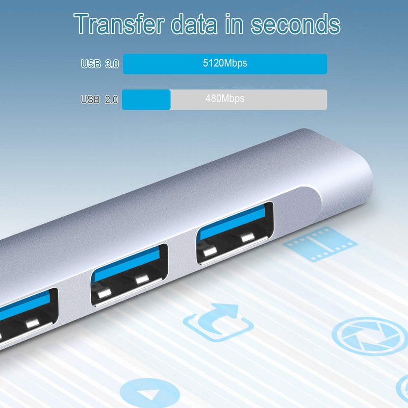 Mini USB Hub Extensions, 4 Port USB 3.0 Hub, 2.0 Hub, USB adapter station, Ultra Slim Portable Data Hub Applicable for iMac Pro, MacBook Air, Mac Mini/Pro, Notebook PC, USB Flash Drives Aluminum Alloy - LeoForward Australia