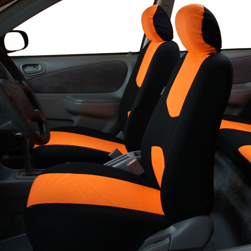  [AUSTRALIA] - TLH Flat Cloth Seat Covers Front Set, Orange Color-Universal Fit for Cars, Auto, Trucks, SUV