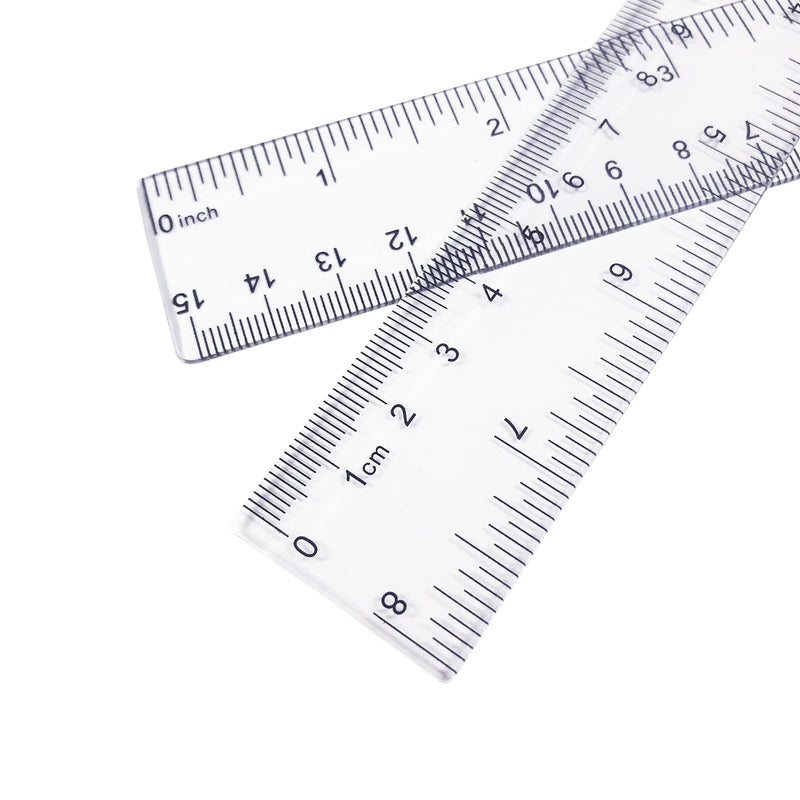  [AUSTRALIA] - 3 Pack Plastic Ruler Set(inch, cm) Straight Ruler Clear Ruler, Plastic Measuring Tool for Student  School Office,Drawing (6 inch Ruler,8 inch Ruler, 12 inch ruler/15,20,30cm)